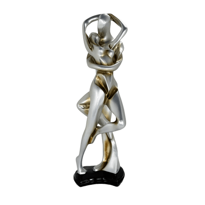 Abstract Embracing Couple Metallic Statue