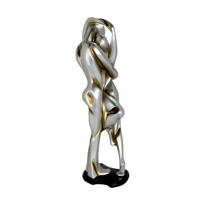 Abstract Embracing Couple Metallic Statue