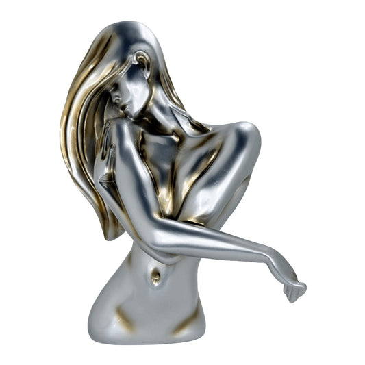 Elegant Abstract Female Bust Metallic Statue