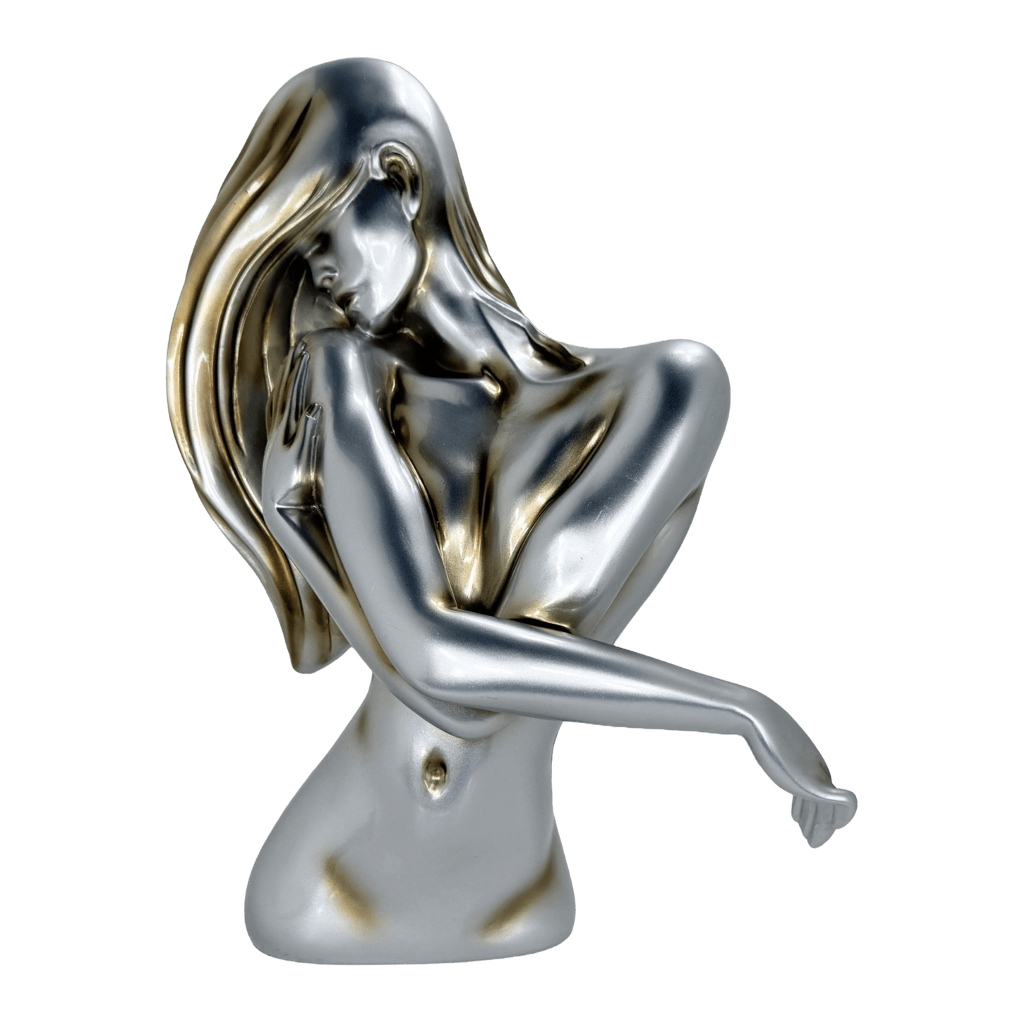 Elegant Abstract Female Bust Metallic Statue
