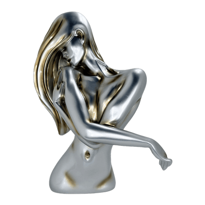 Elegant Abstract Female Bust Metallic Statue