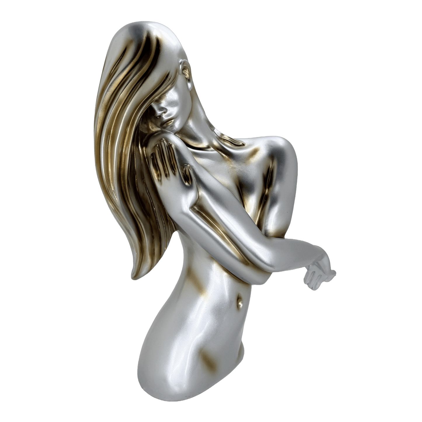 Elegant Abstract Female Bust Metallic Statue