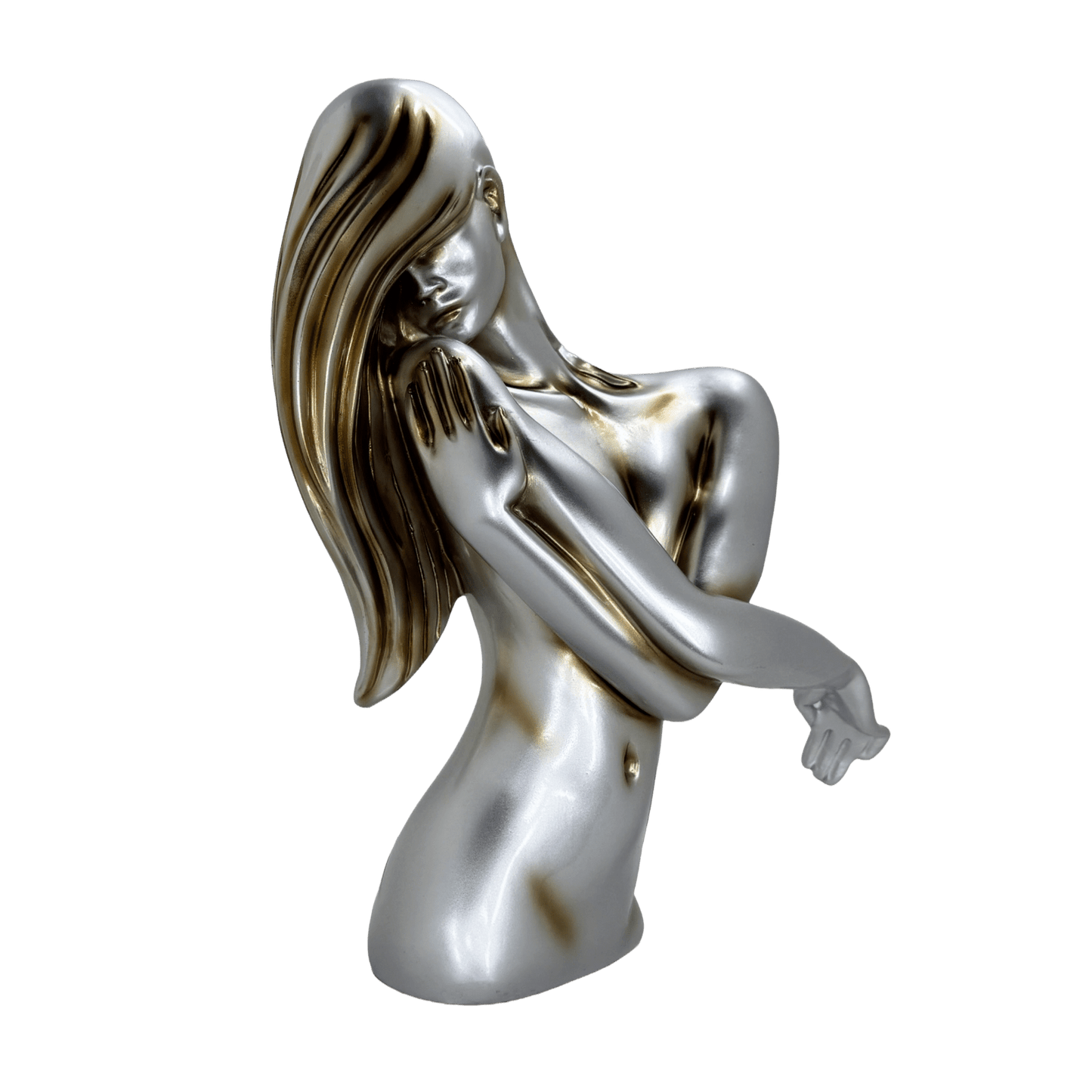 Elegant Abstract Female Bust Metallic Statue