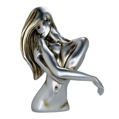 Elegant Abstract Female Bust Metallic Statue