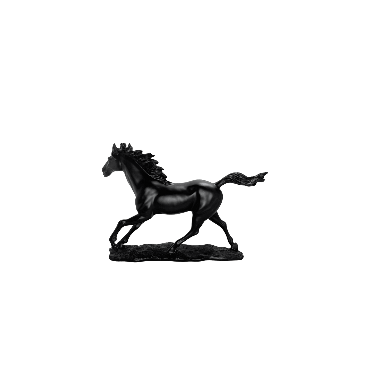 Majestic Galloping Horse Matte Black Statue