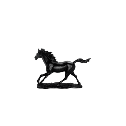 Majestic Galloping Horse Matte Black Statue