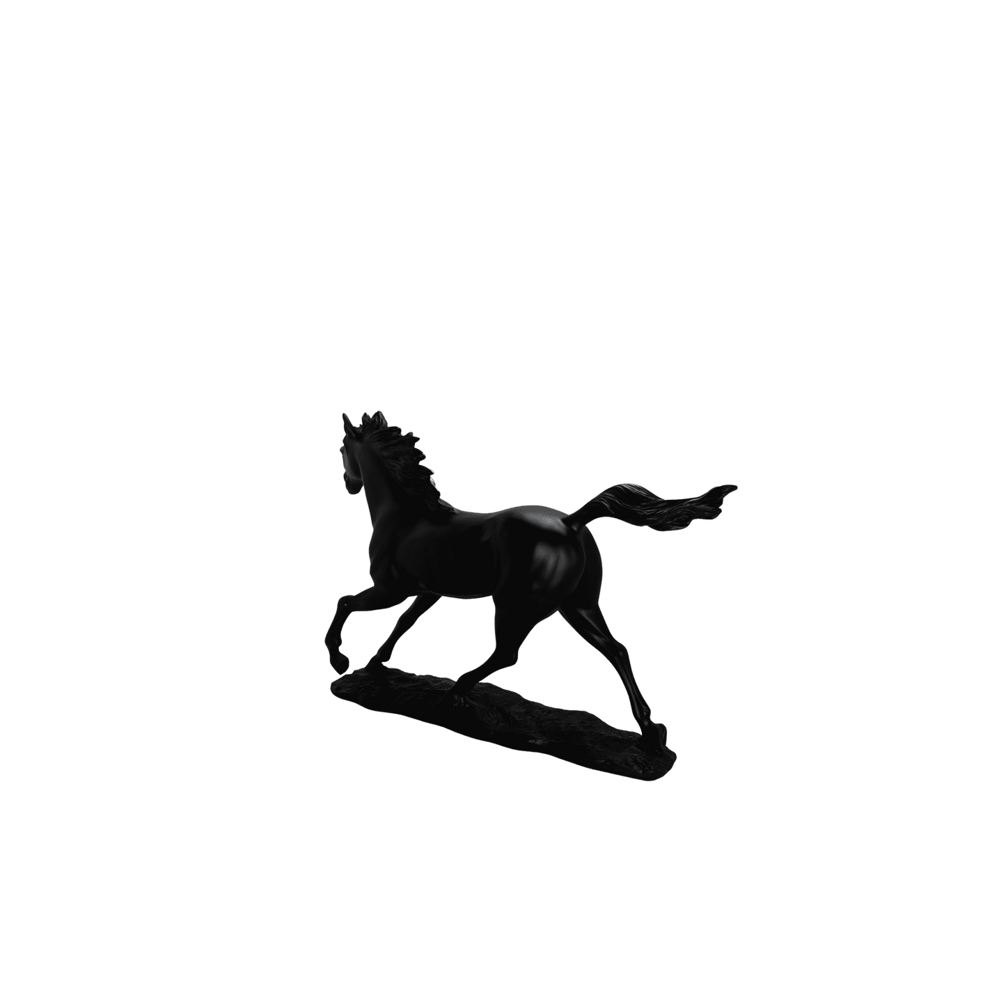Majestic Galloping Horse Matte Black Statue