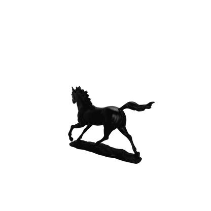 Majestic Galloping Horse Matte Black Statue