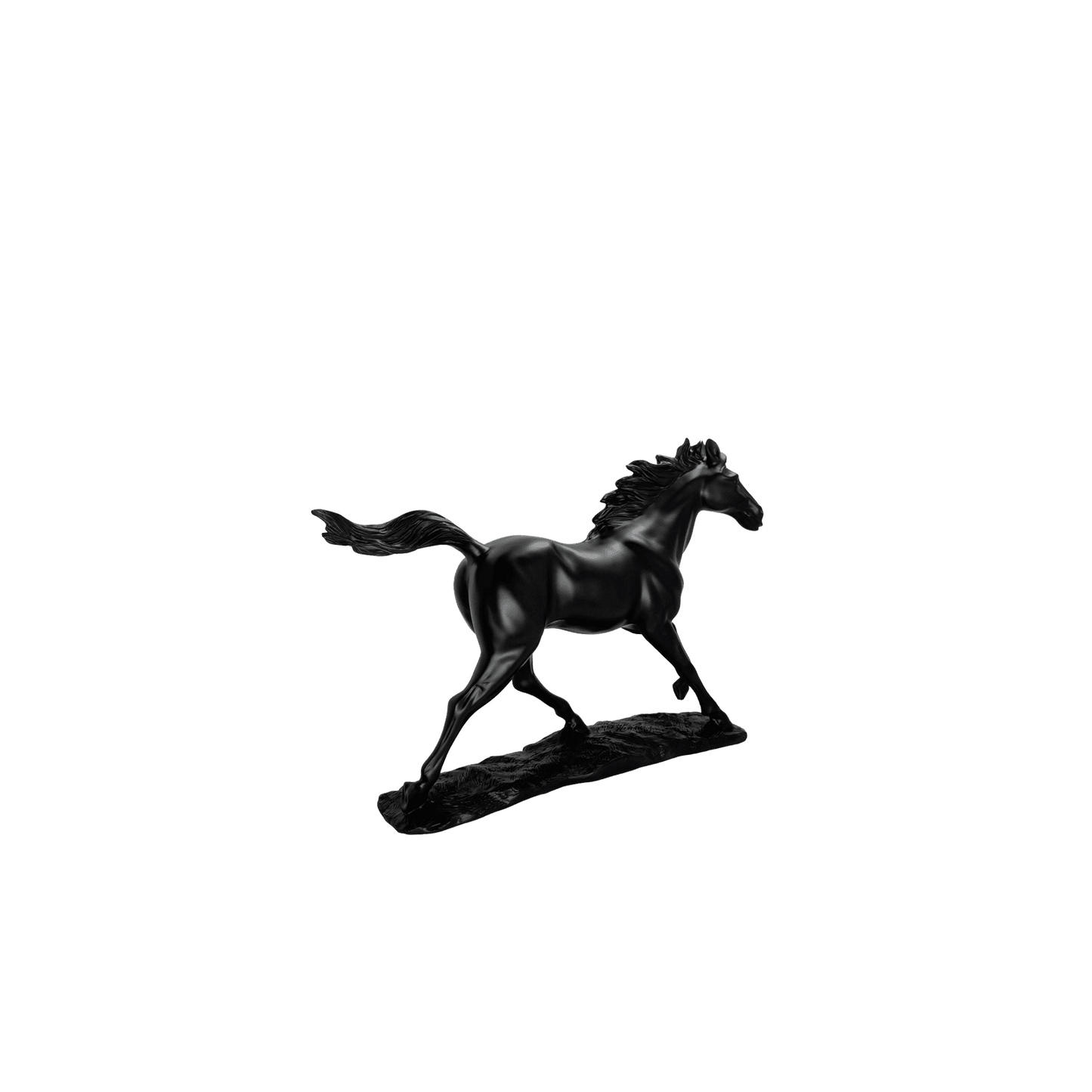 Majestic Galloping Horse Matte Black Statue