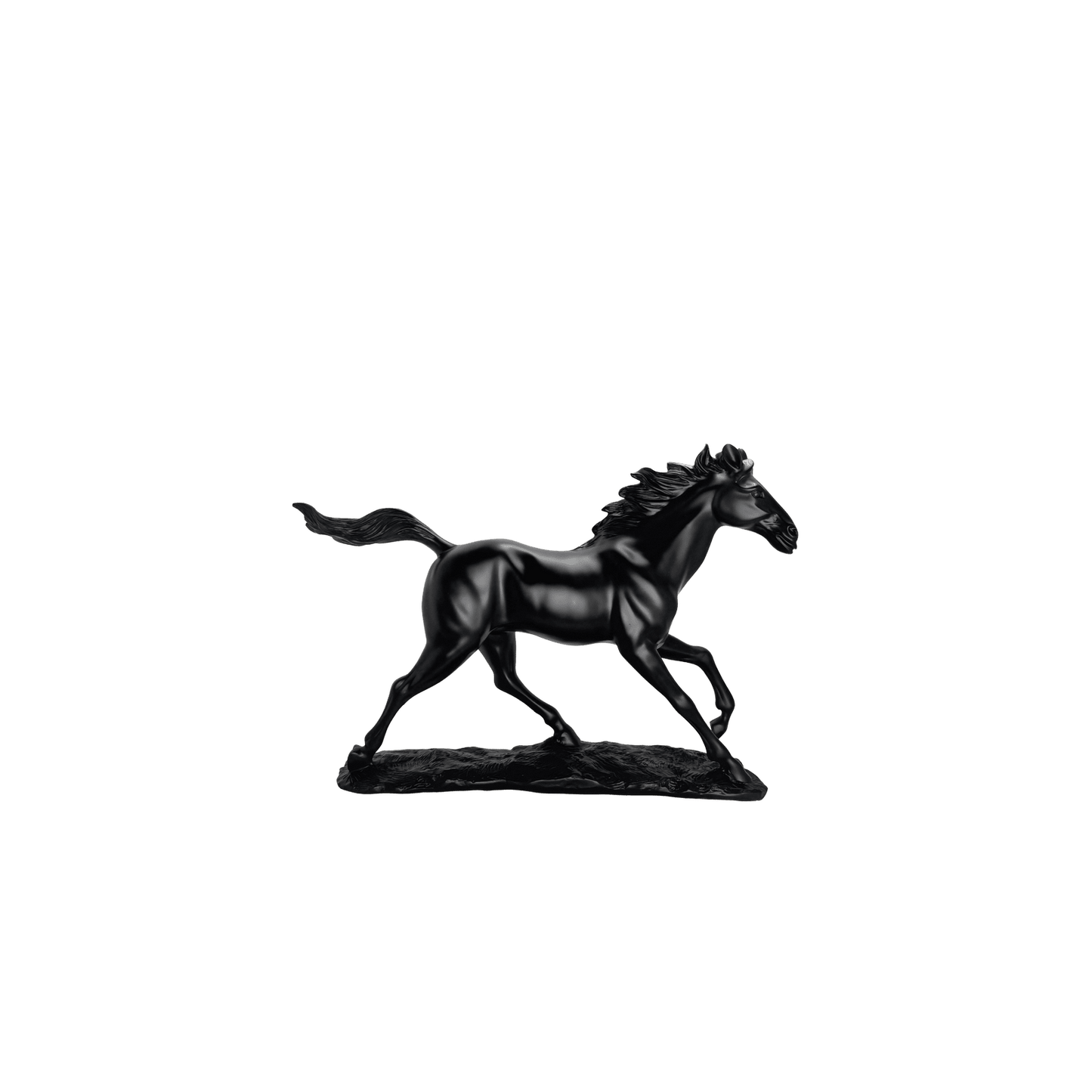 Majestic Galloping Horse Matte Black Statue
