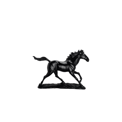 Majestic Galloping Horse Matte Black Statue