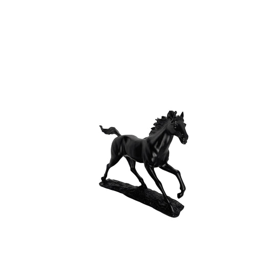 Majestic Galloping Horse Matte Black Statue