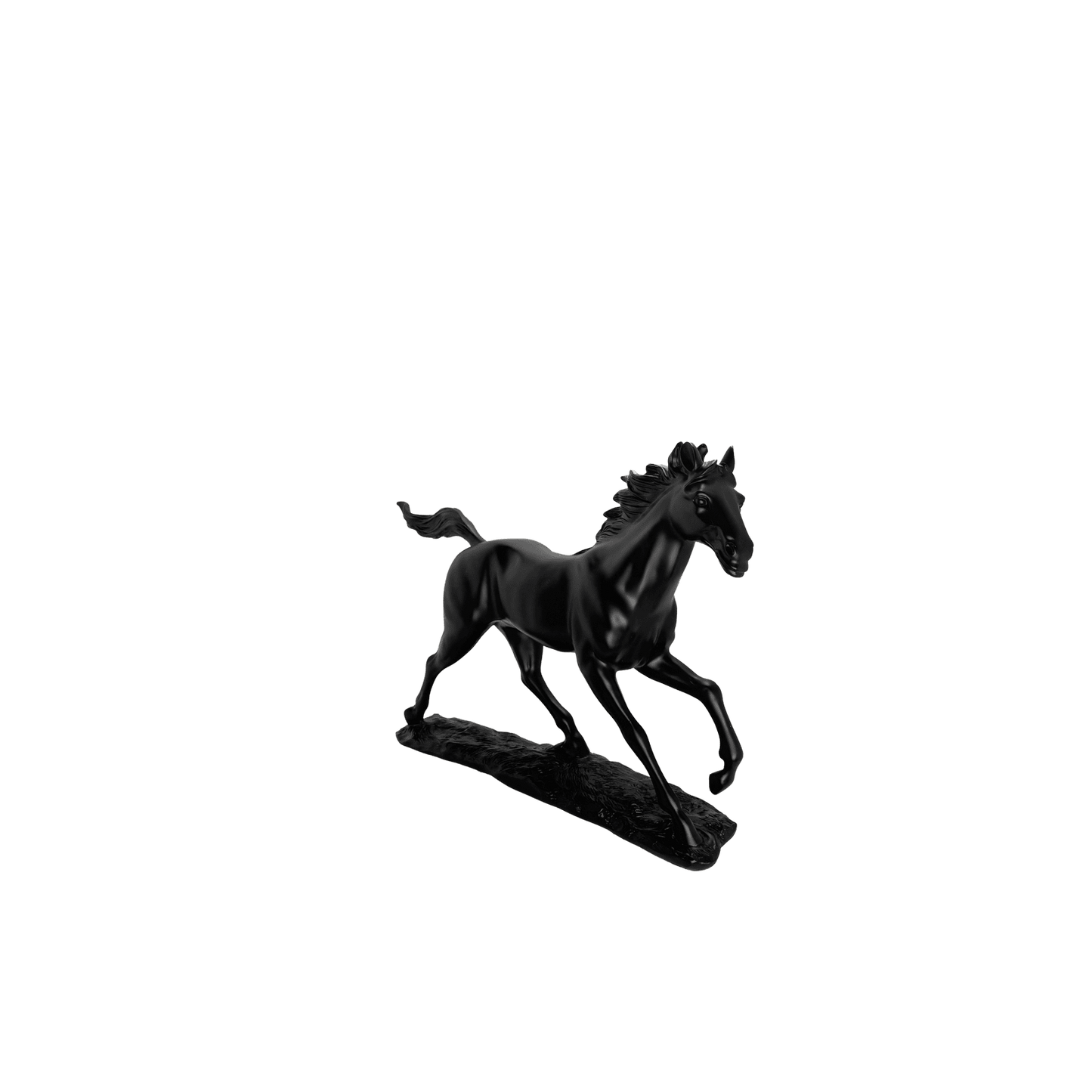 Majestic Galloping Horse Matte Black Statue