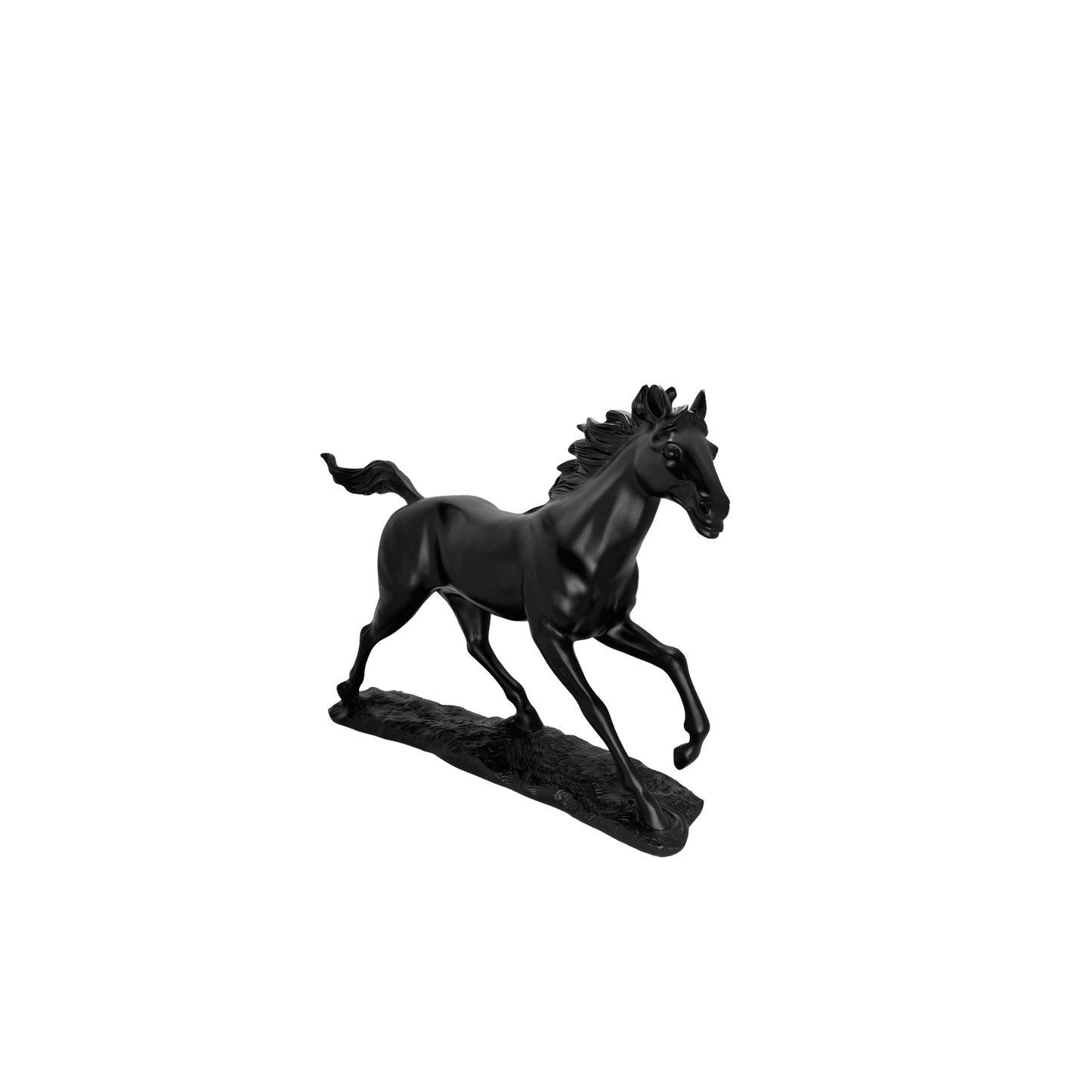 Majestic Galloping Horse Matte Black Statue