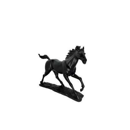 Majestic Galloping Horse Matte Black Statue