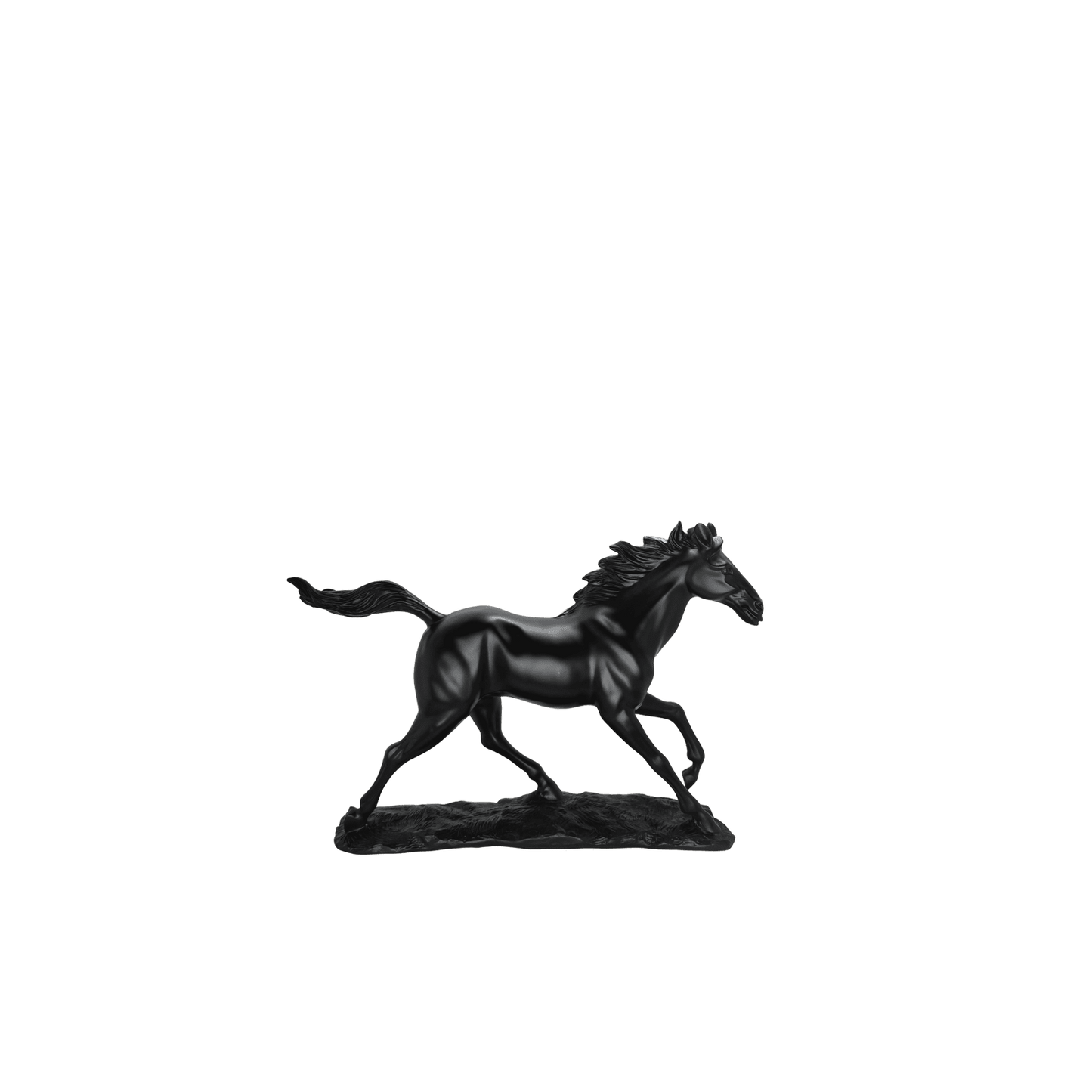 Majestic Galloping Horse Matte Black Statue