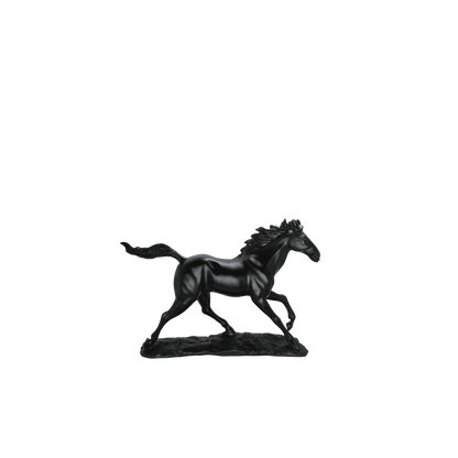 Majestic Galloping Horse Matte Black Statue