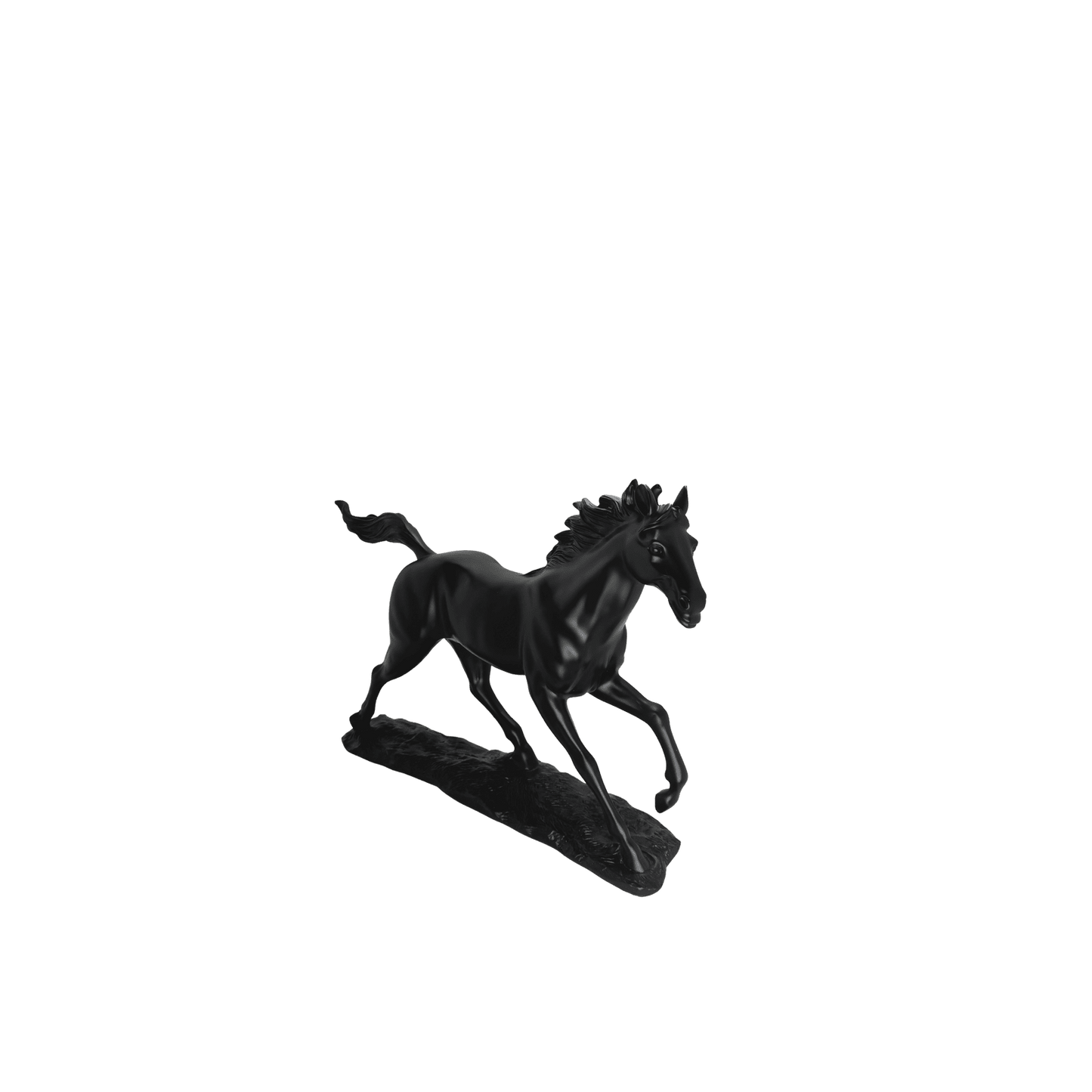 Majestic Galloping Horse Matte Black Statue