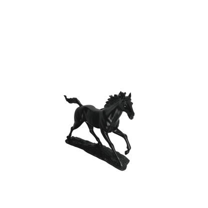 Majestic Galloping Horse Matte Black Statue