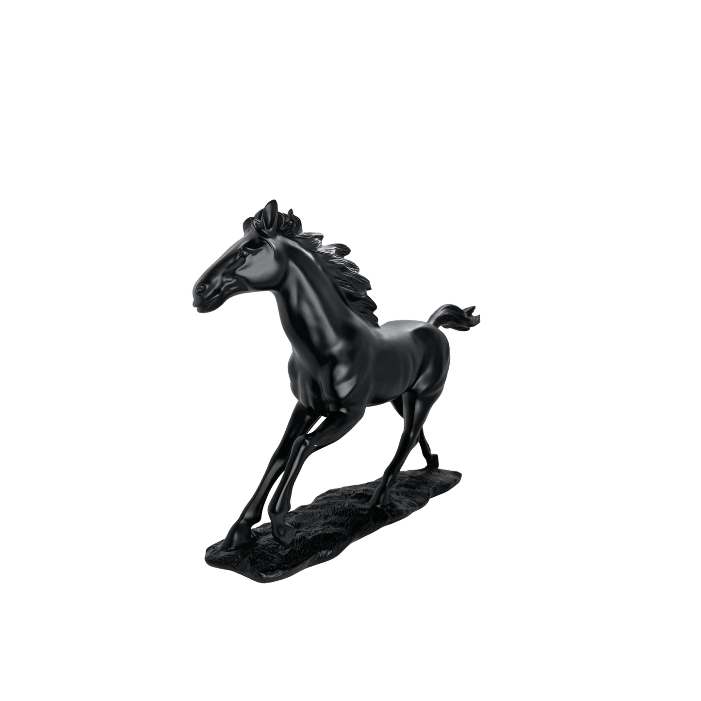 Majestic Galloping Horse Matte Black Statue