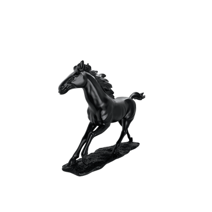 Majestic Galloping Horse Matte Black Statue