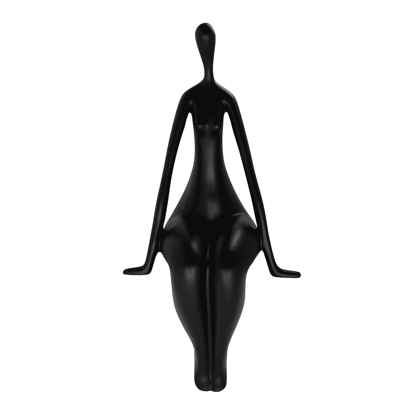 Modern Abstract Sitting Woman Matte Black Statue