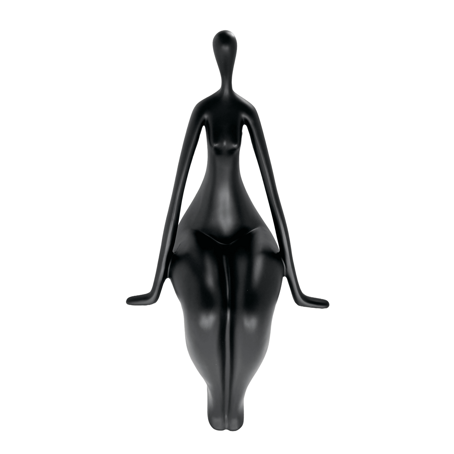 Modern Abstract Sitting Woman Matte Black Statue