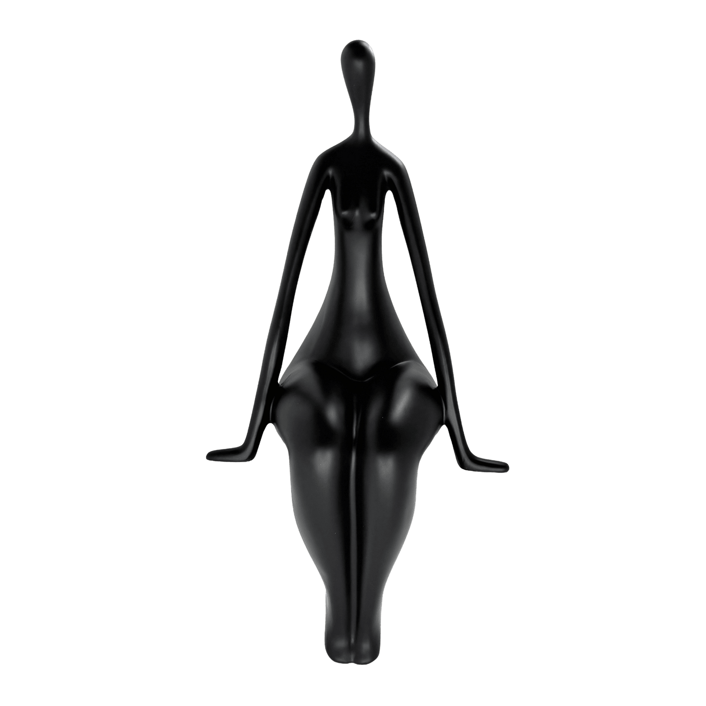 Modern Abstract Sitting Woman Matte Black Statue