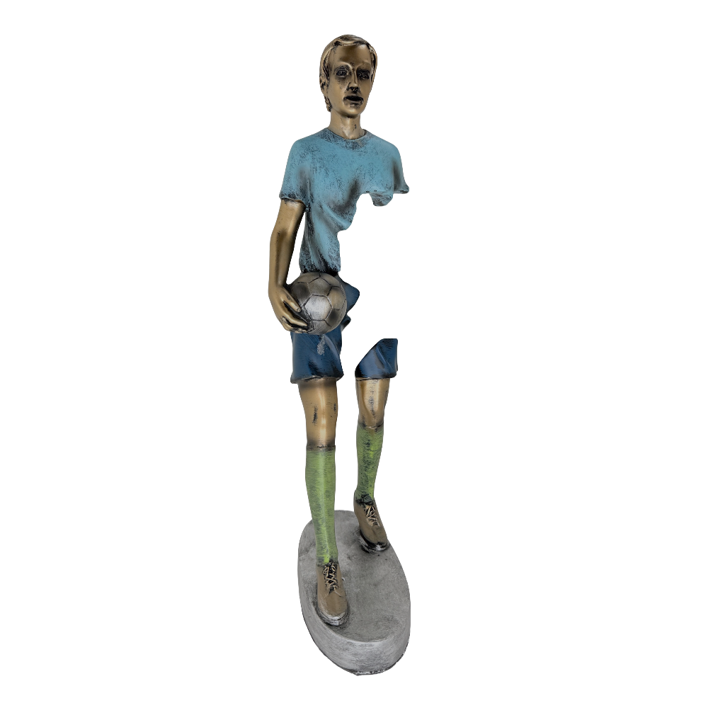 Modern Abstract Fragmented Soccer Player 15-Inch Tabletop Figurine – Contemporary Resin Sports Statue for Home and Office Décor