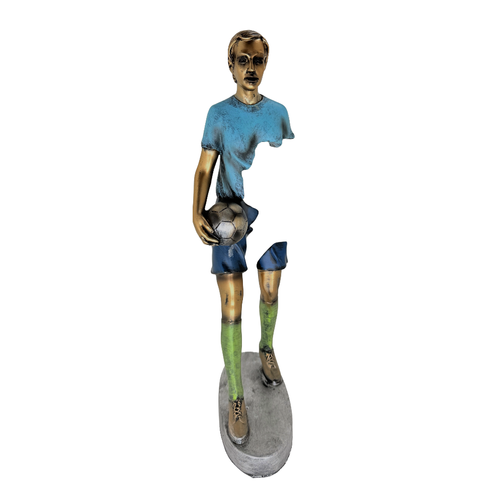 Modern Abstract Fragmented Soccer Player 15-Inch Tabletop Figurine – Contemporary Resin Sports Statue for Home and Office Décor