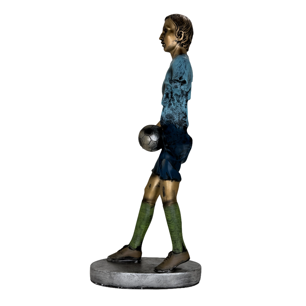 Modern Abstract Fragmented Soccer Player 15-Inch Tabletop Figurine – Contemporary Resin Sports Statue for Home and Office Décor