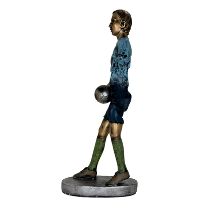 Modern Abstract Fragmented Soccer Player 15-Inch Tabletop Figurine – Contemporary Resin Sports Statue for Home and Office Décor