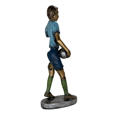 Modern Abstract Fragmented Soccer Player 15-Inch Tabletop Figurine – Contemporary Resin Sports Statue for Home and Office Décor