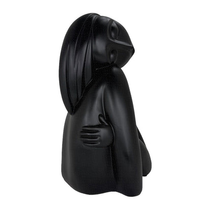 Modern Matte Black Abstract Reclining Figure Tabletop Wine Bottle Holder – Contemporary Resin Statue and Decorative Single Bottle Stand for Kitchen, Bar, and Dining Room Décor