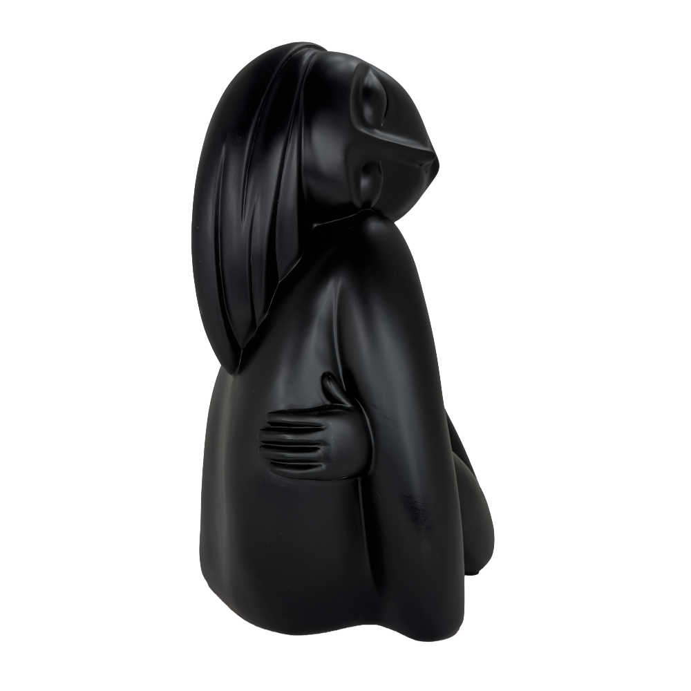 Modern Matte Black Abstract Reclining Figure Tabletop Wine Bottle Holder – Contemporary Resin Statue and Decorative Single Bottle Stand for Kitchen, Bar, and Dining Room Décor