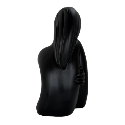 Modern Matte Black Abstract Reclining Figure Tabletop Wine Bottle Holder – Contemporary Resin Statue and Decorative Single Bottle Stand for Kitchen, Bar, and Dining Room Décor