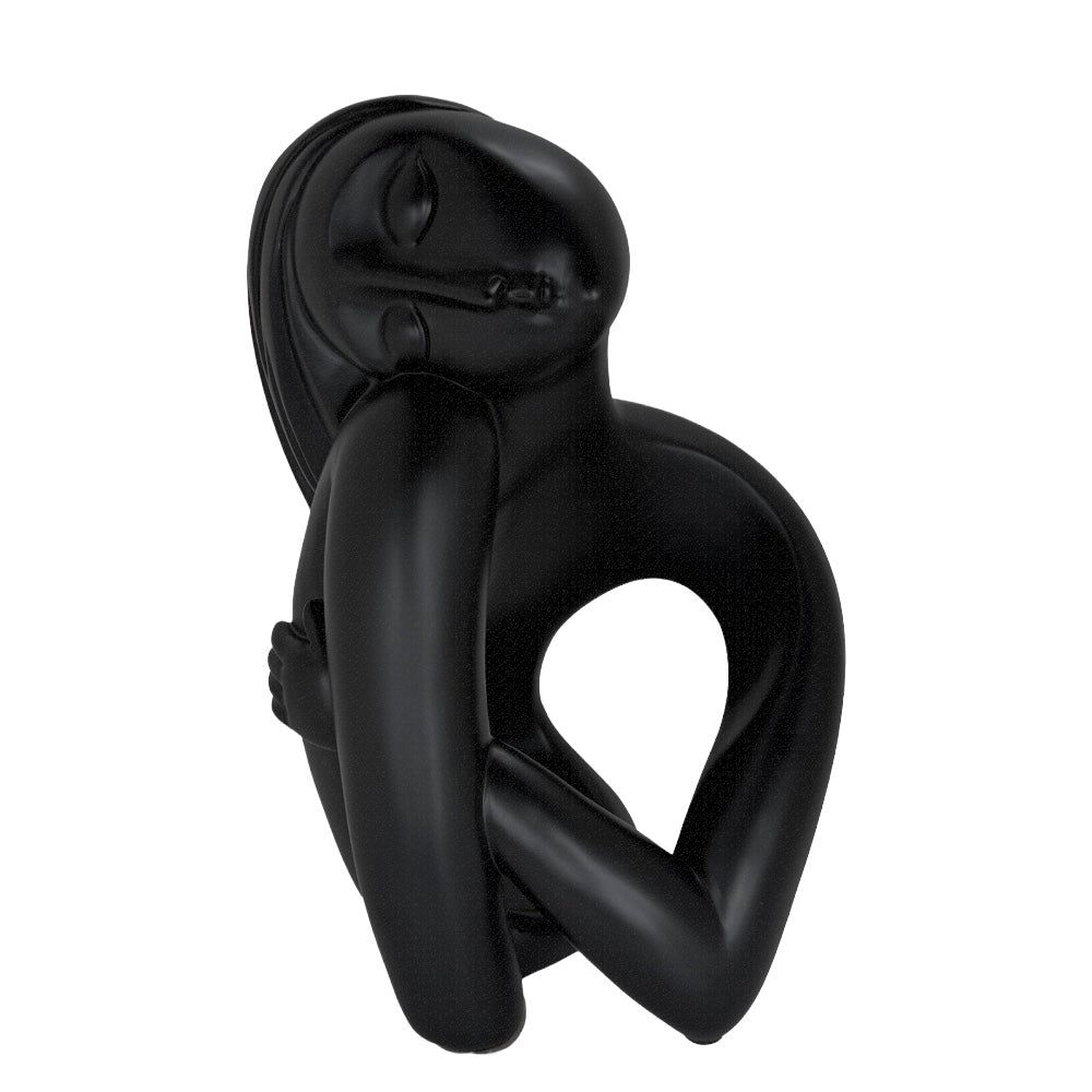 Modern Matte Black Abstract Reclining Figure Tabletop Wine Bottle Holder – Contemporary Resin Statue and Decorative Single Bottle Stand for Kitchen, Bar, and Dining Room Décor