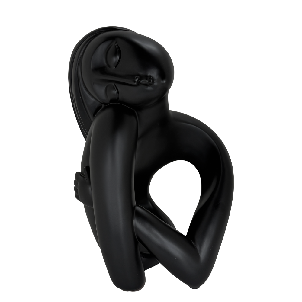 Modern Matte Black Abstract Reclining Figure Tabletop Wine Bottle Holder – Contemporary Resin Statue and Decorative Single Bottle Stand for Kitchen, Bar, and Dining Room Décor