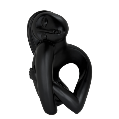 Modern Matte Black Abstract Reclining Figure Tabletop Wine Bottle Holder – Contemporary Resin Statue and Decorative Single Bottle Stand for Kitchen, Bar, and Dining Room Décor