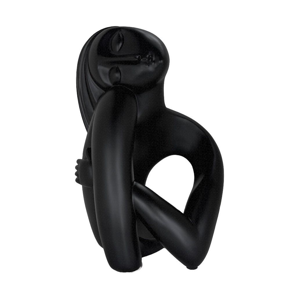 Modern Matte Black Abstract Reclining Figure Tabletop Wine Bottle Holder – Contemporary Resin Statue and Decorative Single Bottle Stand for Kitchen, Bar, and Dining Room Décor