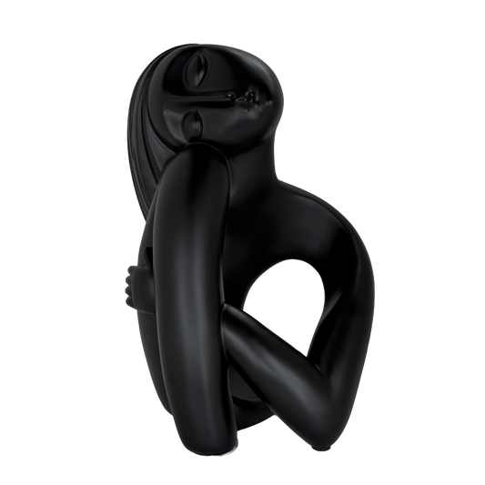 Modern Matte Black Abstract Reclining Figure Tabletop Wine Bottle Holder – Contemporary Resin Statue and Decorative Single Bottle Stand for Kitchen, Bar, and Dining Room Décor