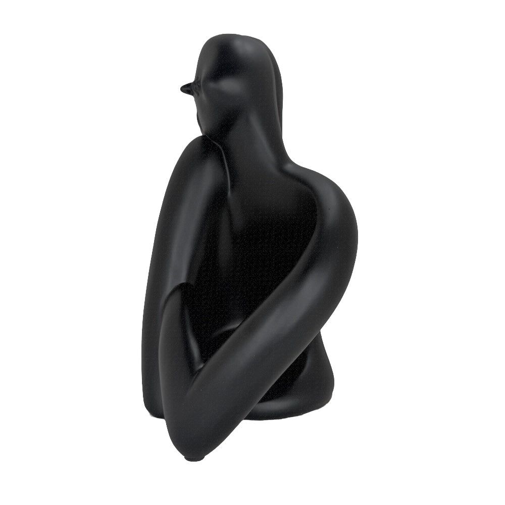 Modern Matte Black Abstract Reclining Figure Tabletop Wine Bottle Holder – Contemporary Resin Statue and Decorative Single Bottle Stand for Kitchen, Bar, and Dining Room Décor