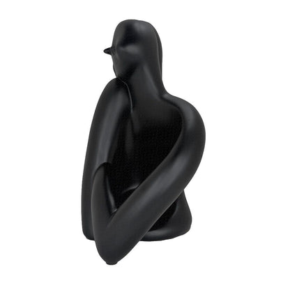 Modern Matte Black Abstract Reclining Figure Tabletop Wine Bottle Holder – Contemporary Resin Statue and Decorative Single Bottle Stand for Kitchen, Bar, and Dining Room Décor