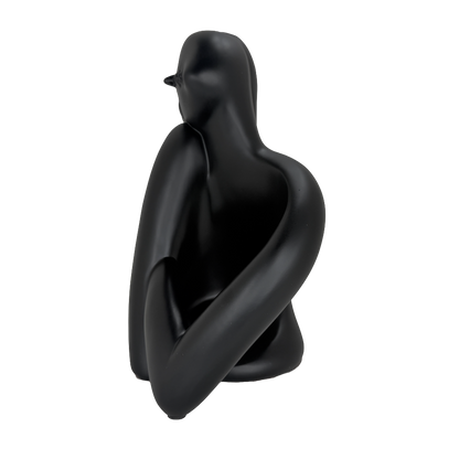 Modern Matte Black Abstract Reclining Figure Tabletop Wine Bottle Holder – Contemporary Resin Statue and Decorative Single Bottle Stand for Kitchen, Bar, and Dining Room Décor