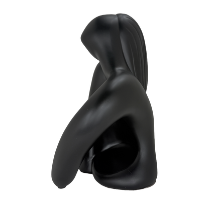 Modern Matte Black Abstract Reclining Figure Tabletop Wine Bottle Holder – Contemporary Resin Statue and Decorative Single Bottle Stand for Kitchen, Bar, and Dining Room Décor