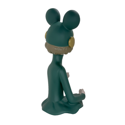 Whimsical Cartoon Girl with Headphones Tabletop Wine Bottle Holder – Decorative Resin Character Statue and Single Bottle Wine Display Cradle for Home Bar and Kitchen
