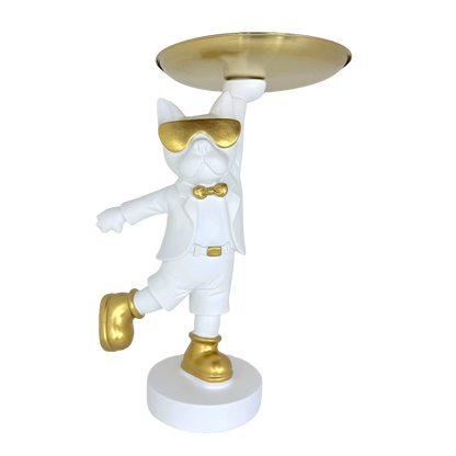 The Dapper Pup – A Playful Spirit Wrapped in Golden Style | Modern Luxury Dog Wall Art Print for Sophisticated Home Decor