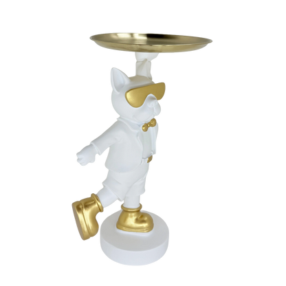 The Dapper Pup – A Playful Spirit Wrapped in Golden Style | Modern Luxury Dog Wall Art Print for Sophisticated Home Decor