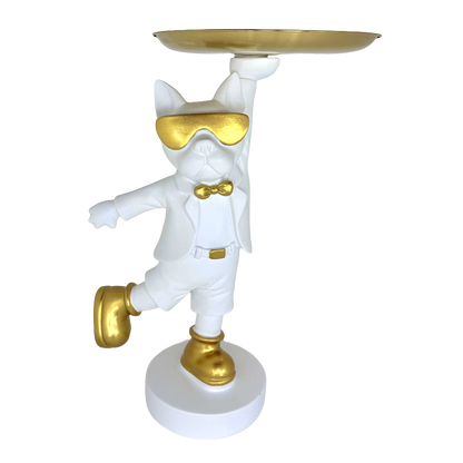 The Dapper Pup – A Playful Spirit Wrapped in Golden Style | Modern Luxury Dog Wall Art Print for Sophisticated Home Decor