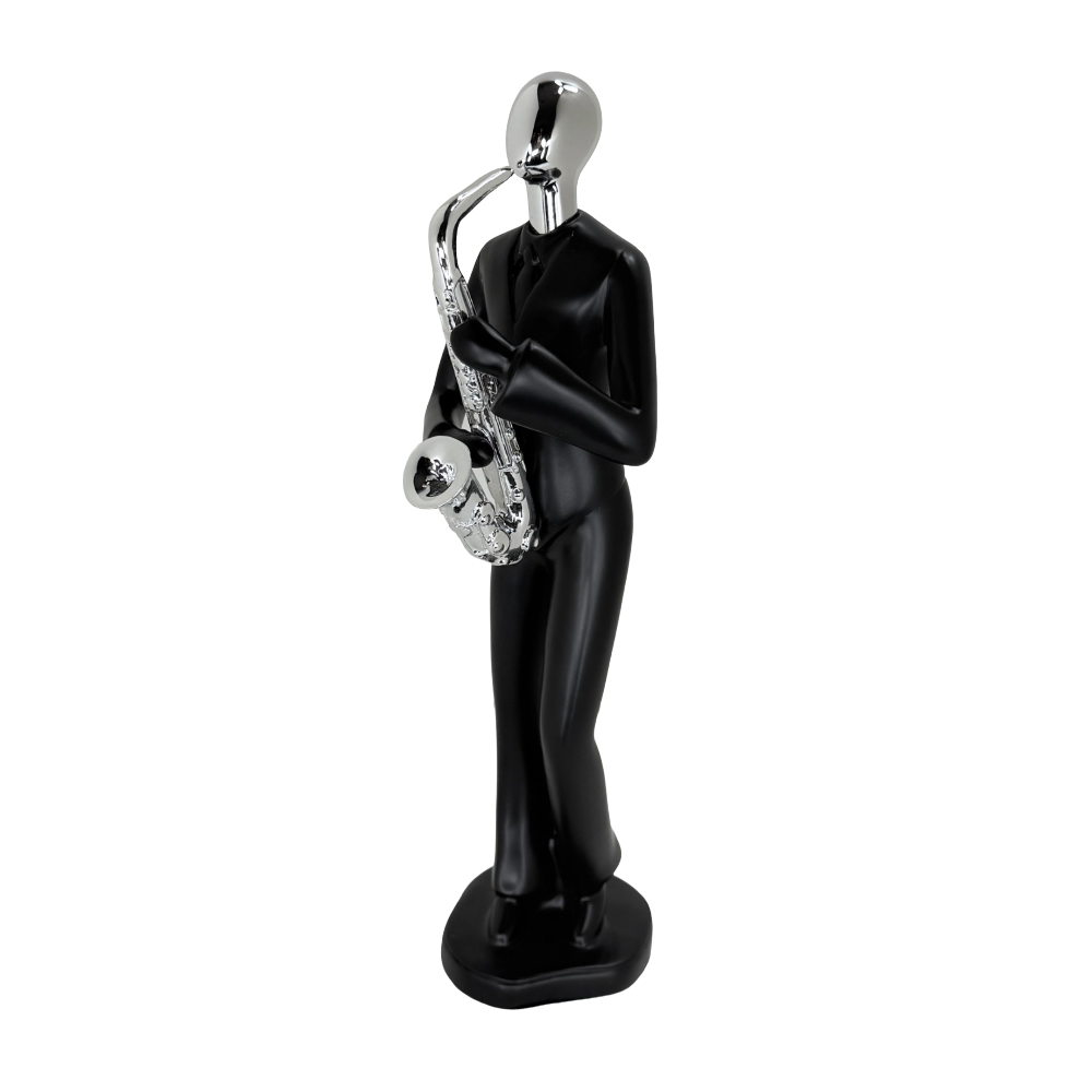 Modern Abstract Fragmented Musician 11-Inch Tabletop Figurine – Contemporary Resin Saxophone Player Statue for Home and Office Décor